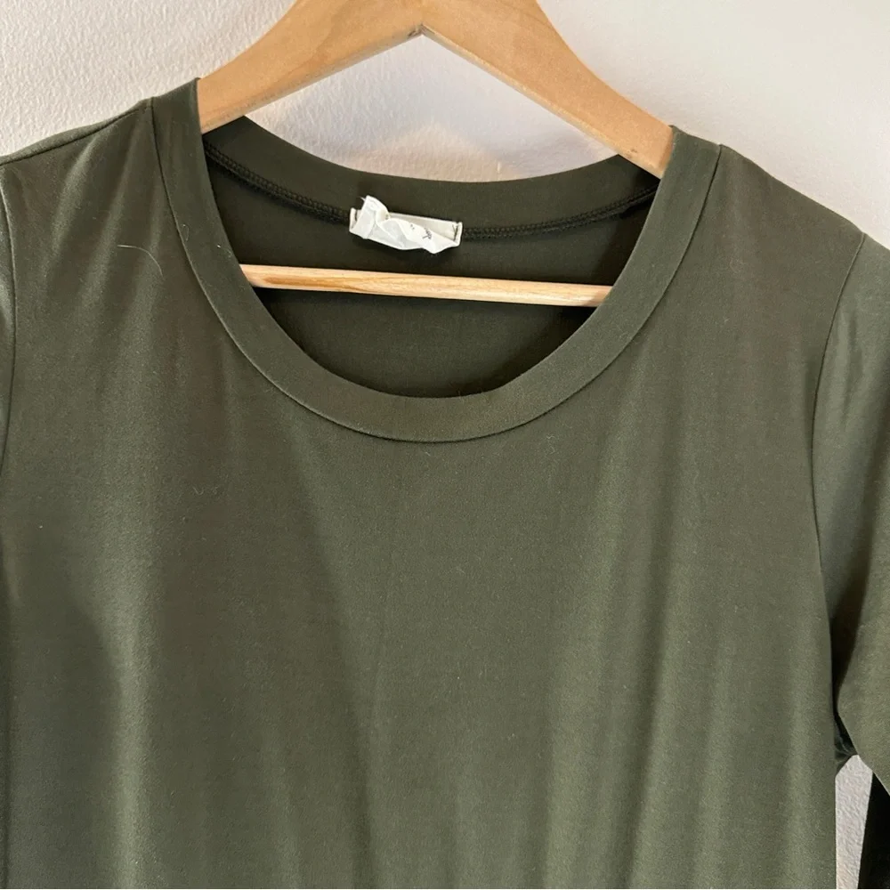 Betsey’s Boutique Shop Olive Green Long Sleeve Dress Gathered Babydoll Mini M